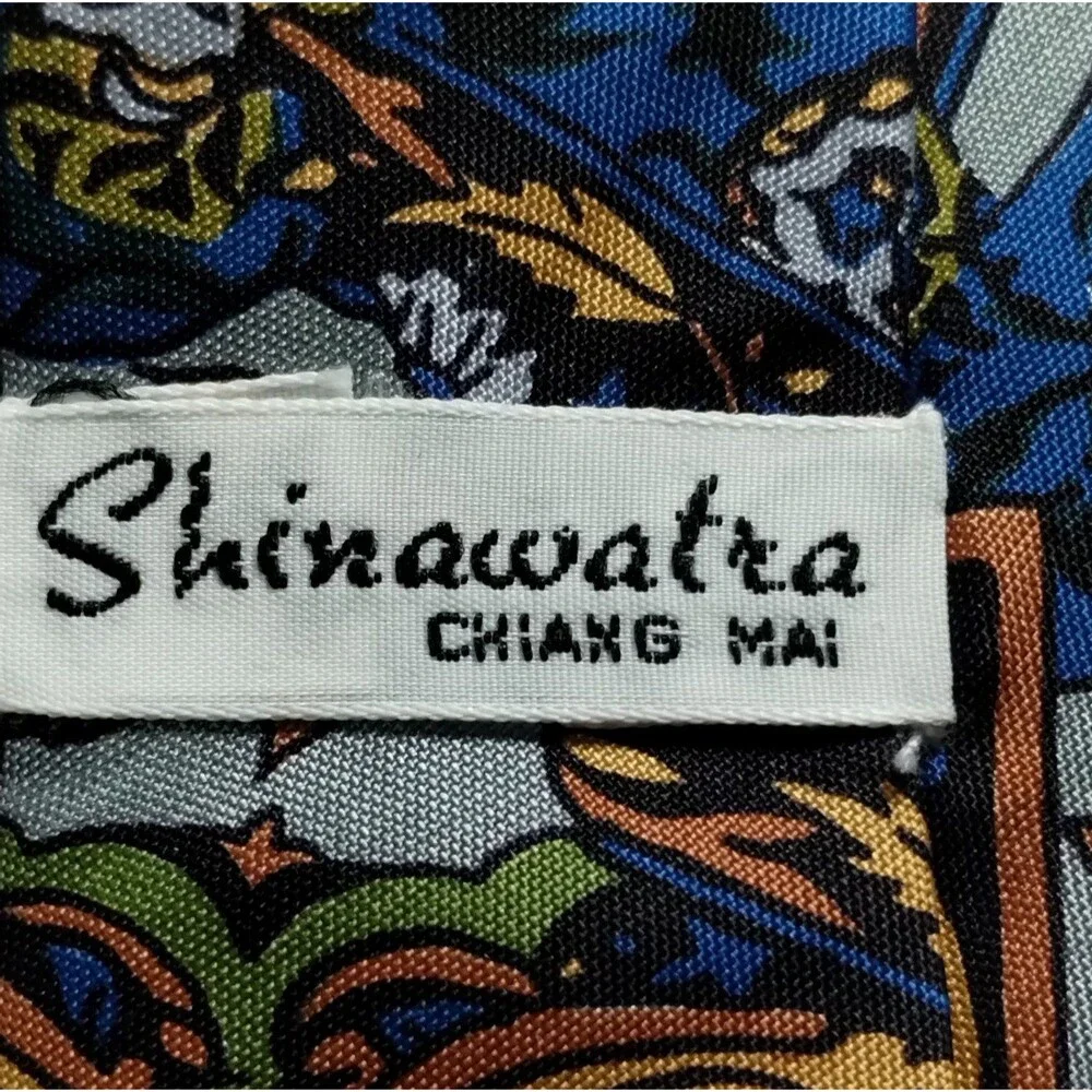 Shinawatra 100% Thai Silk Tie Hand Woven Made in Thailand Blue Green White NWT
